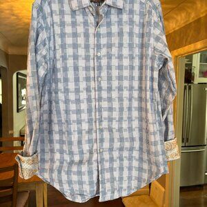 Like New Robert Graham Men's Button-Down Long-Sleeved Plaid Shirt. Size M